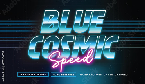 Retro Blue Cosmic Speed text effect editable