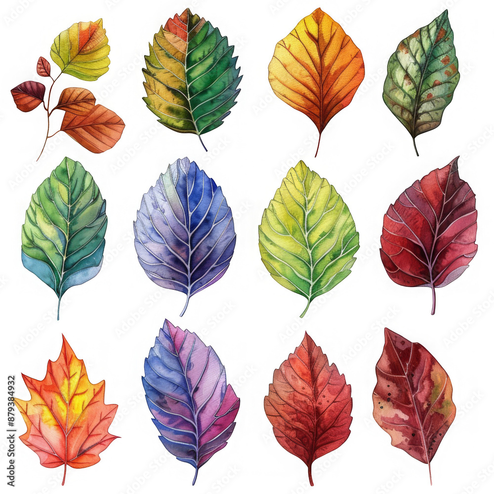 Watercolor Autumn Leaves. Watercolor Autumn Leaves.