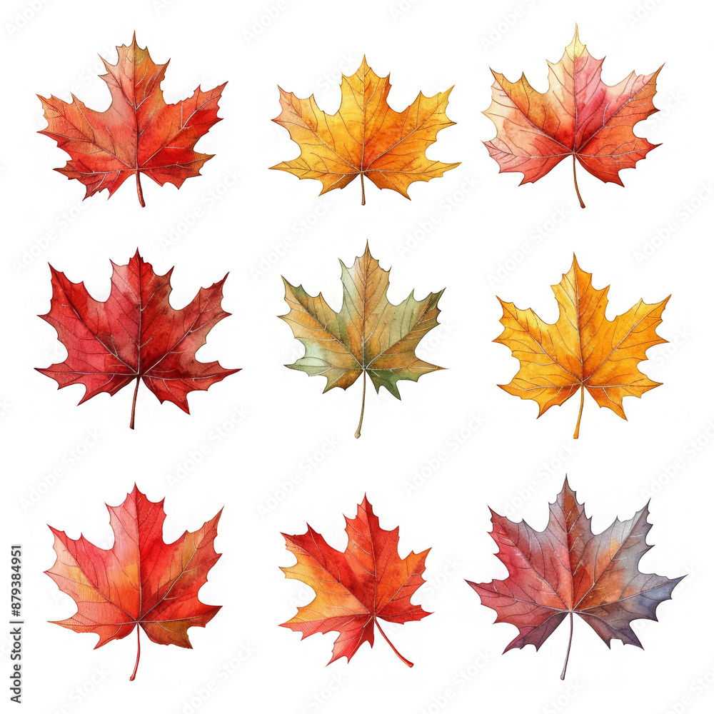 Autumn Maple Leaf Watercolor Set Autumn Maple Leaf Watercolor Set