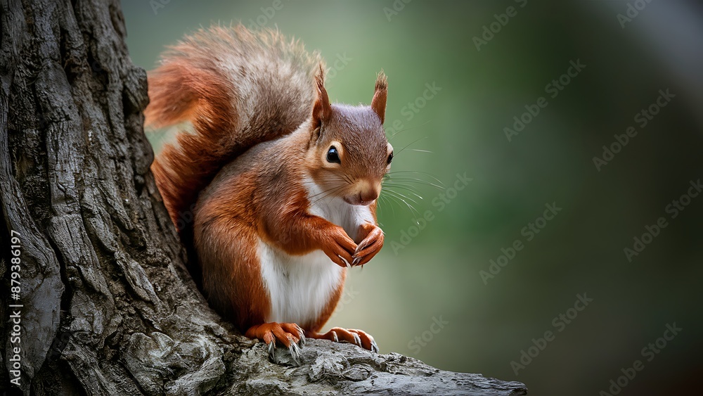 Fototapeta premium Cute red squirrel wallpaper