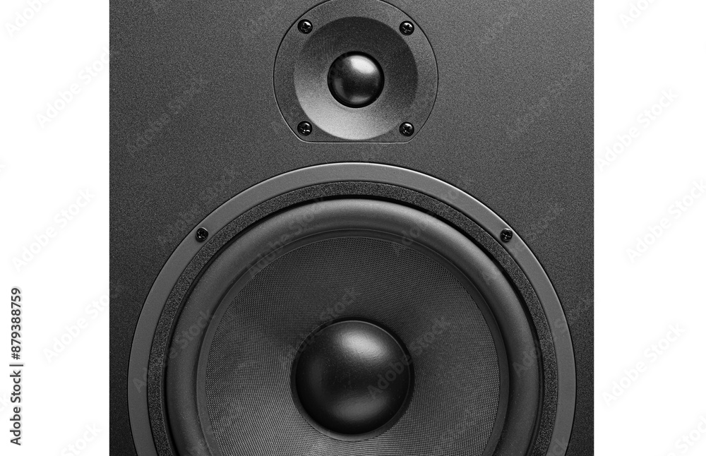 Black speaker isolated on a white background. Black speaker isolated on a white background.