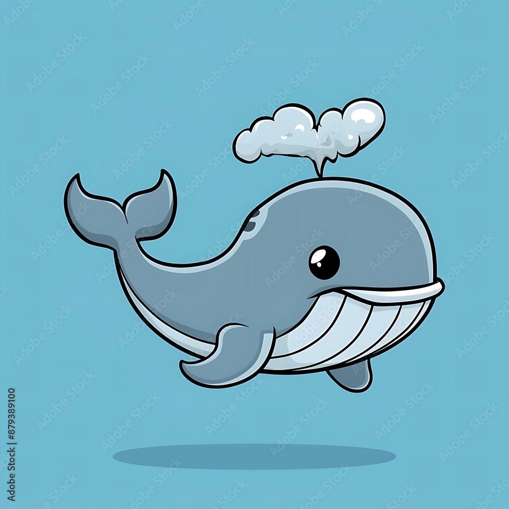 Naklejka premium Cute Whale Swimming Cartoon Vector Icon Illustration