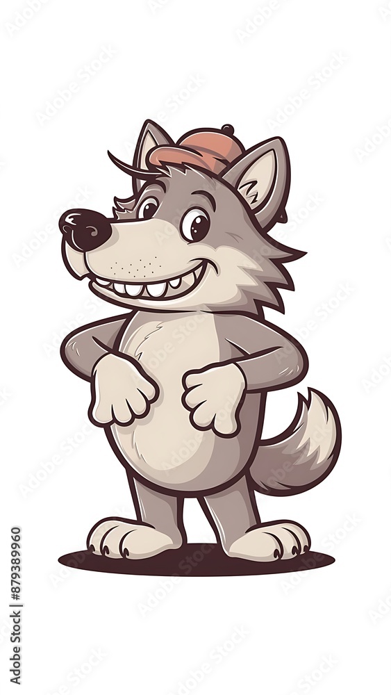 Naklejka premium Cute Wolf Cartoon Vector Icon Illustration