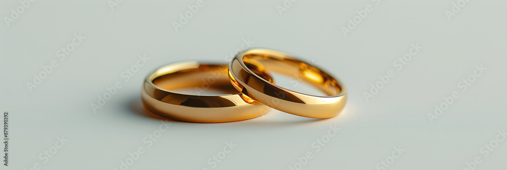 Pair of gold Wedding ring on a white background, macro shot with copy space Pair of gold Wedding ring on a white background, macro shot with copy space