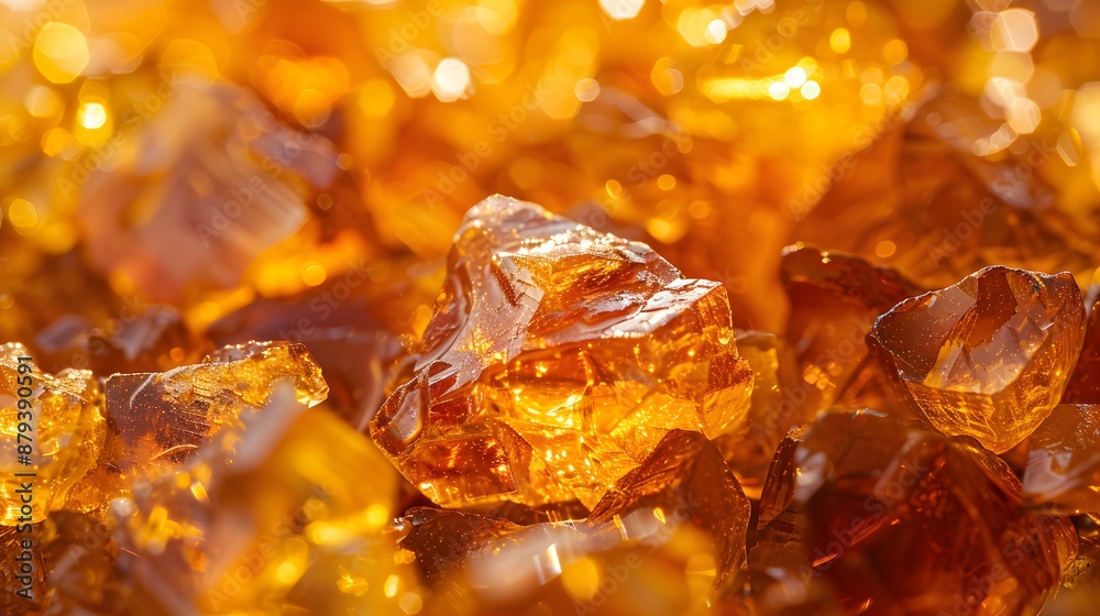 Close-Up of Shimmering Amber Crystals Close-Up of Shimmering Amber Crystals