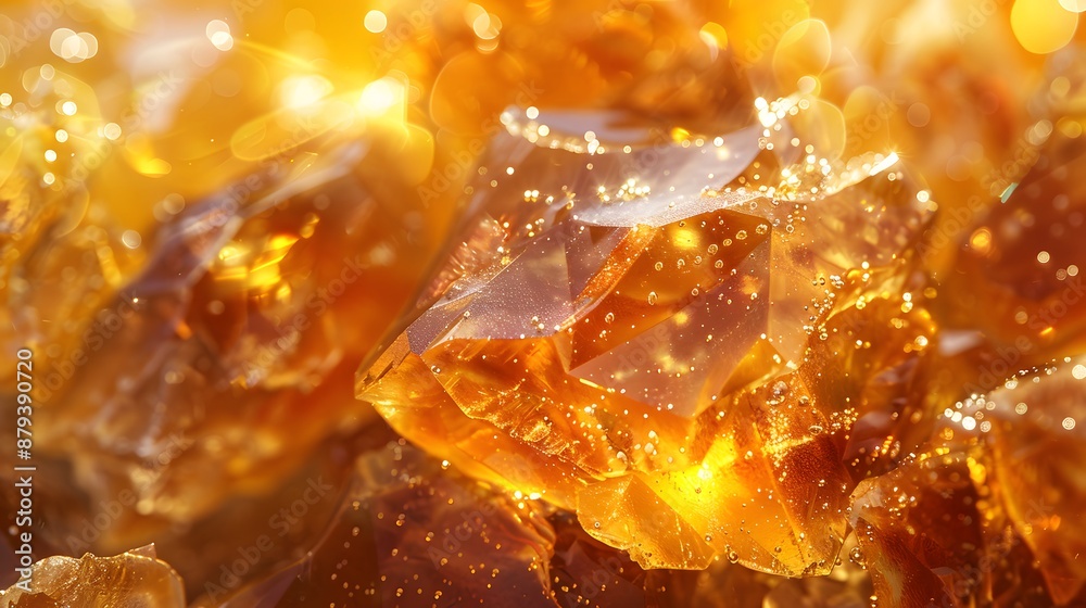 Close-Up of Sparkling Amber Crystals