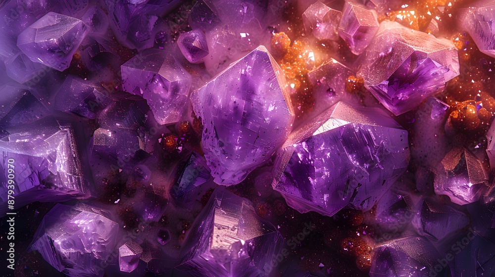 Stunning Close-Up of Vibrant Purple Amethyst Crystals Stunning Close-Up of Vibrant Purple Amethyst Crystals