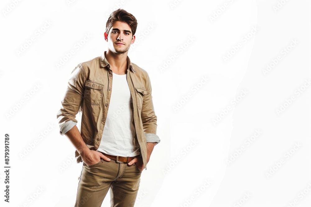 young handsome man posing on white background young handsome man posing on white background