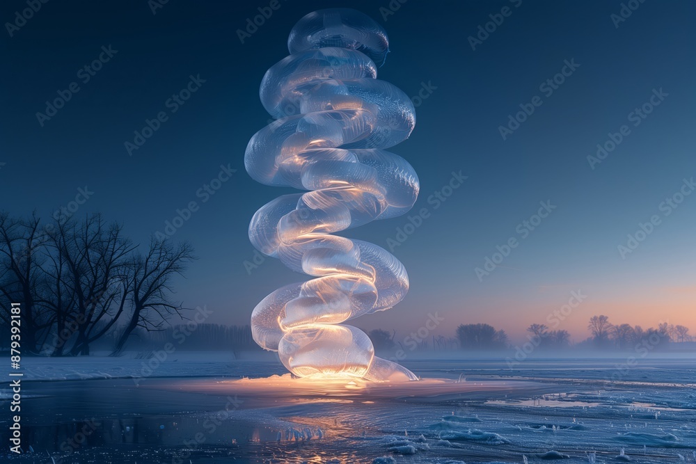Obraz premium Frozen methane bubbles with waterspout
