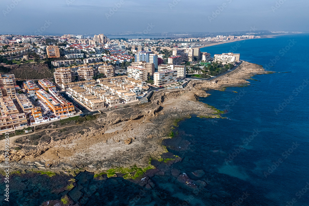 Obraz premium Aerial view of the coast of Torrevieja, in the province of Alicante, Spain
