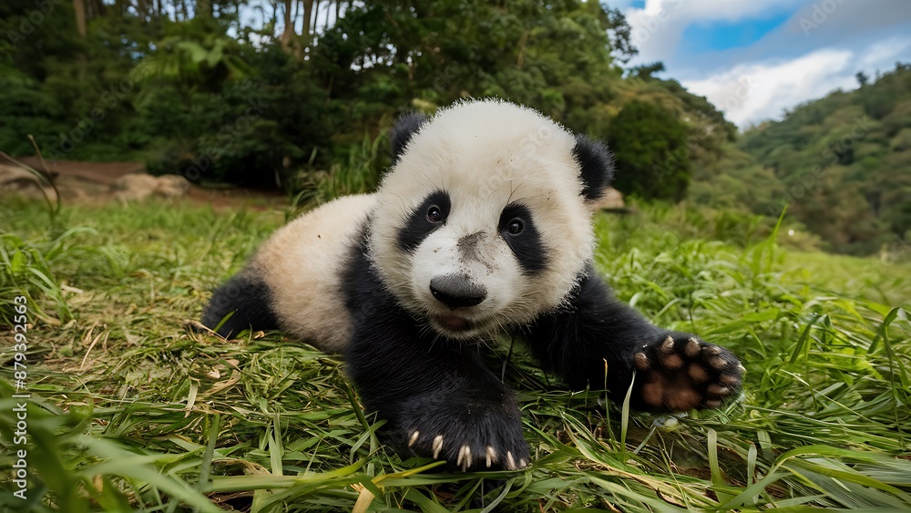 Fototapeta premium Giant panda cub wallpaper