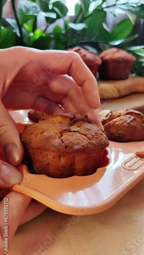 Vertical, mobile video with a delicious,beautiful airy cupcake close-up