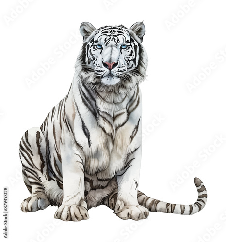 white tiger watercolor digital painting good quality