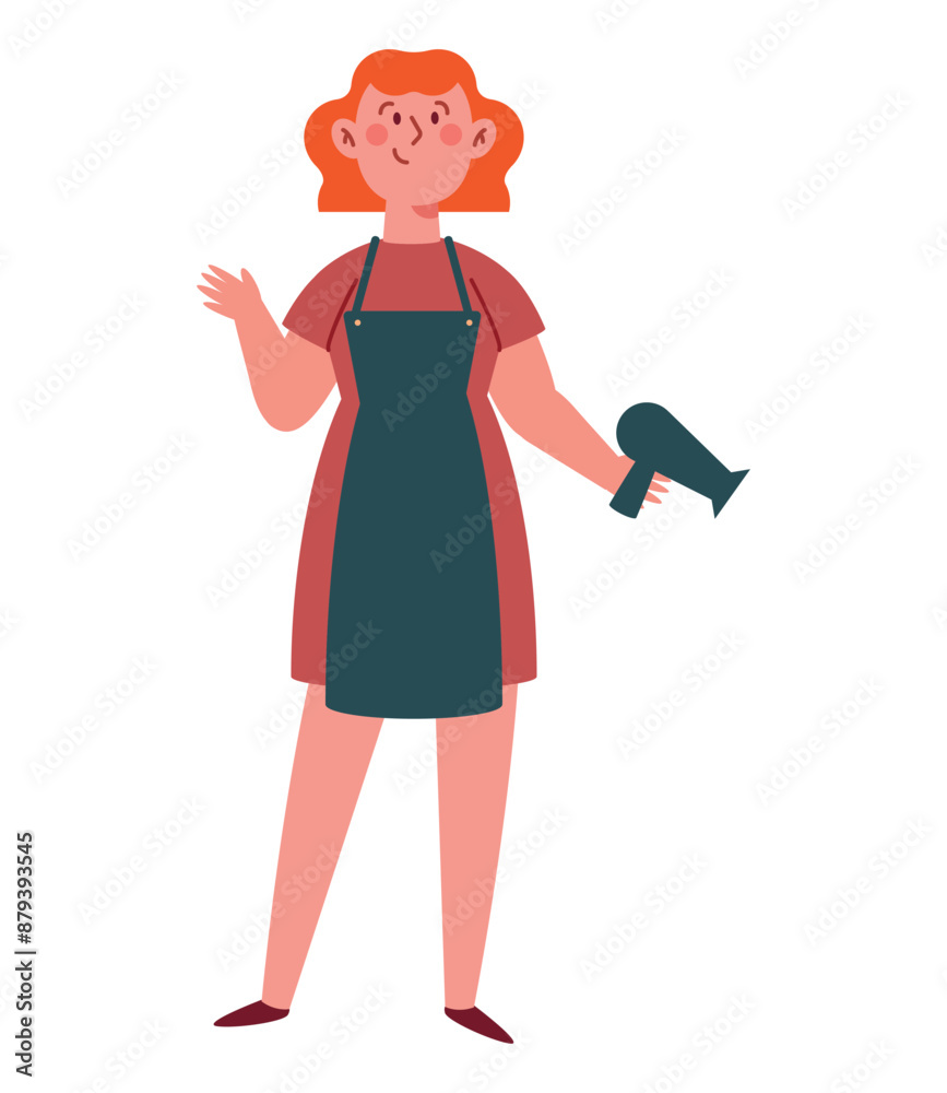 hairdresser woman with hair dryer hairdresser woman with hair dryer