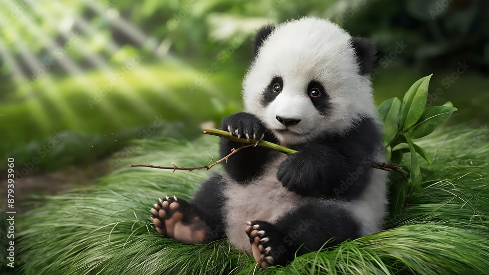 Fototapeta premium Giant panda cub wallpaper