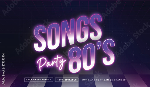 Retro Songs Party 80 text effect editable