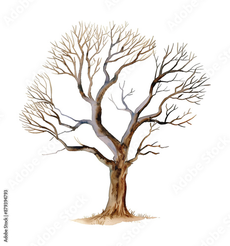 withered tree watercolor digital painting good quality