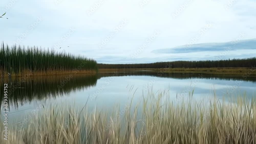 Calm Lake surrounded by Forest and Reeds - Peaceful Nature Landscape
Calm Lake surrounded by Forest and Reeds - Peaceful Nature Landscape