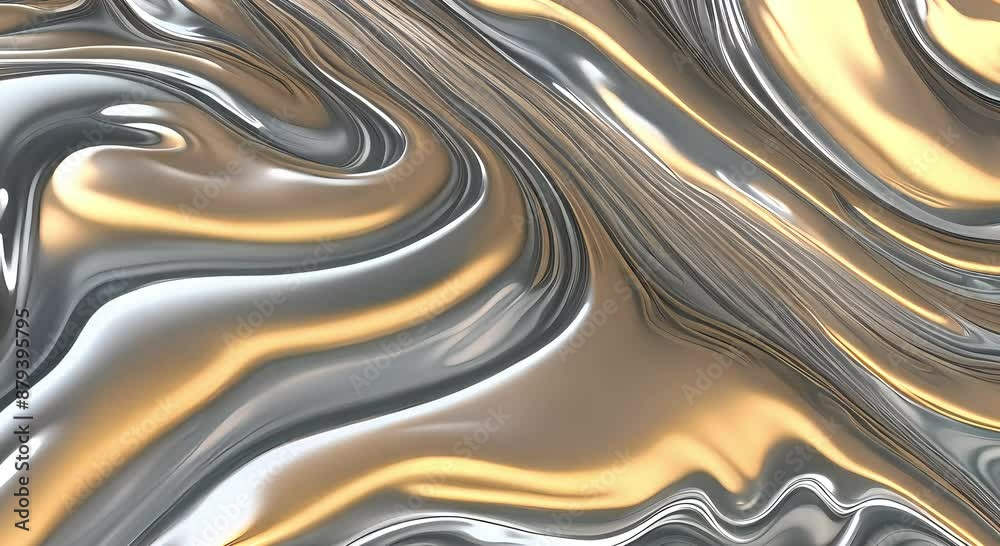 Luminous 3D Liquid Abstract in Smooth Metallic Shades Luminous 3D Liquid Abstract in Smooth Metallic Shades