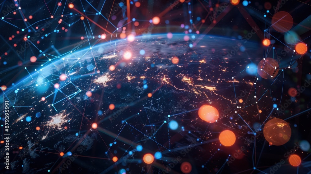 Obraz premium The planet earth is in the hands of man. The planet is filled with information. International Day of Universal Access to Information. search for information. information mining.