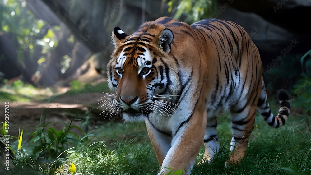 Obraz premium Great tiger male in the nature habitat wallpaper