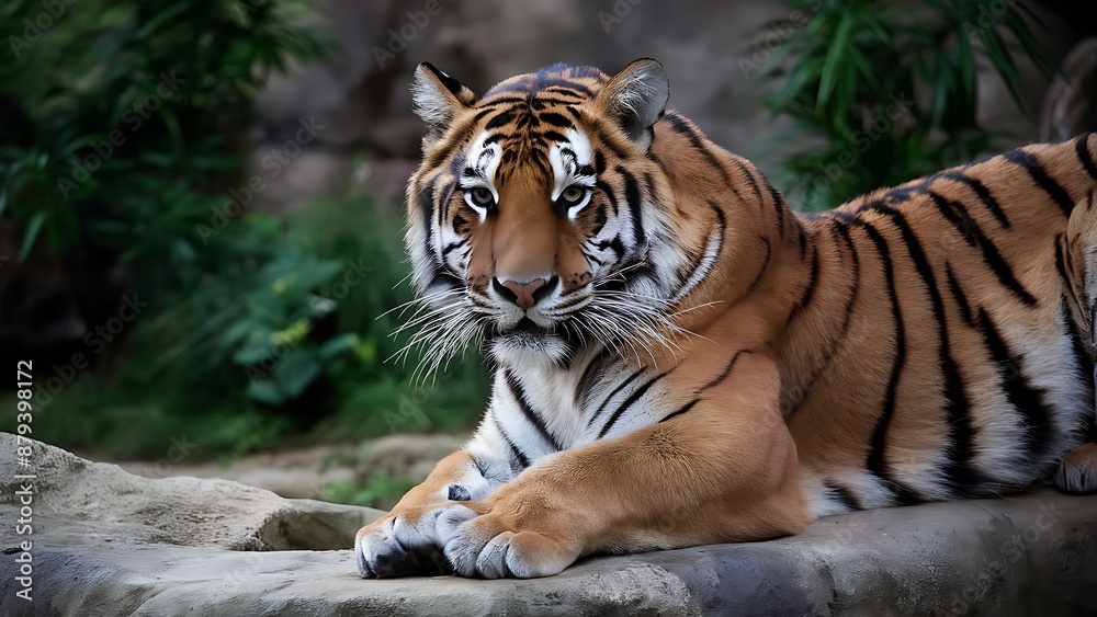 Obraz premium Great tiger male in the nature habitat wallpaper