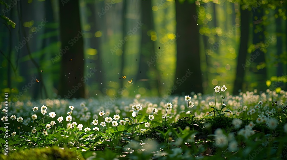 Fototapeta premium The spring edge of the forest comes alive img