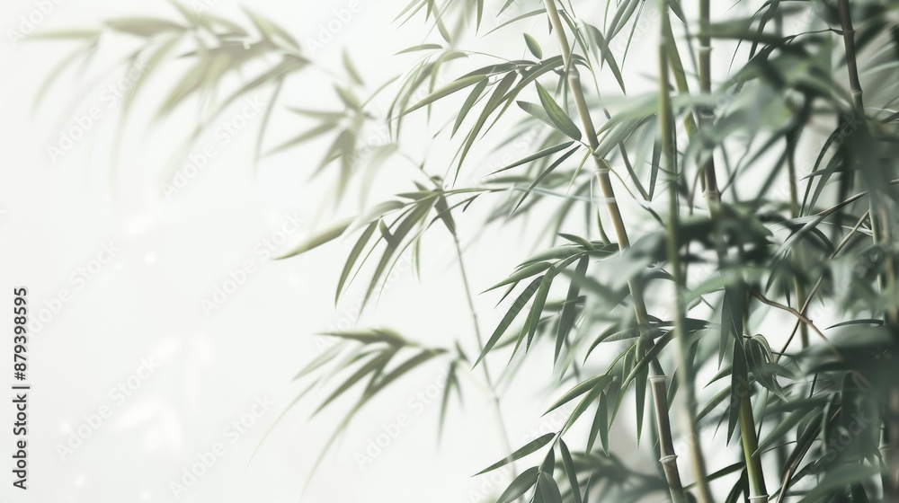 Fototapeta premium Oriental landscape with green bamboo trees.
