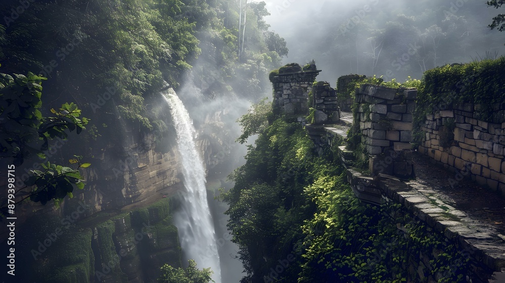 Fototapeta premium A waterfall falling from a height picture