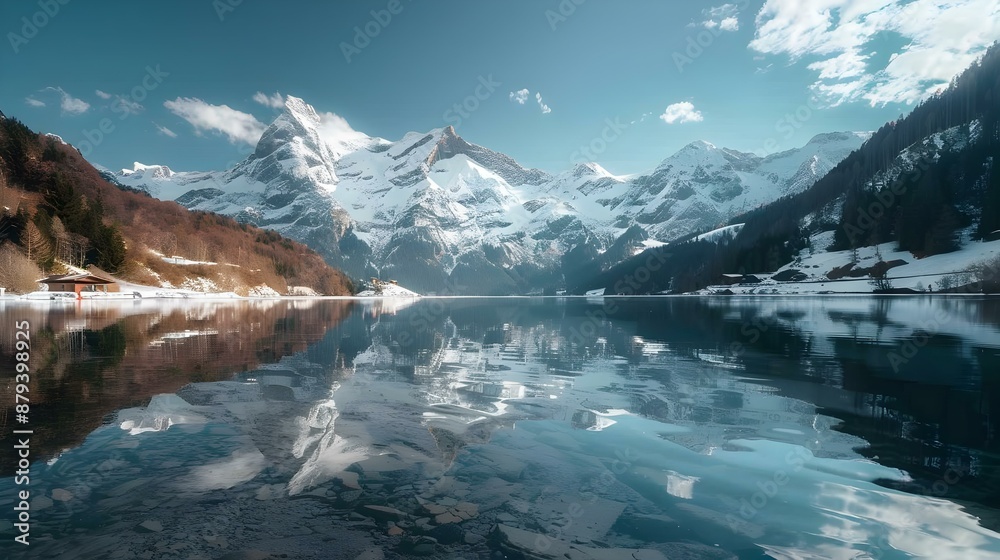 Fototapeta premium High mountain peaks covered with fresh snow img