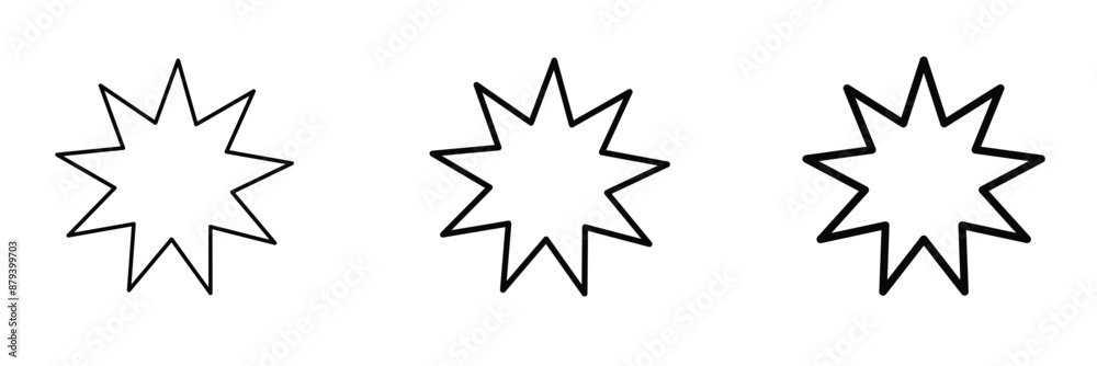 Bahai vector icon set. nine pointed Baha sign. Persian star line icon suitable for apps and websites UI designs. Vector illustration. Eps file 48. Bahai vector icon set. nine pointed Baha sign. Persian star line icon suitable for apps and websites UI designs. Vector illustration. Eps file 48.