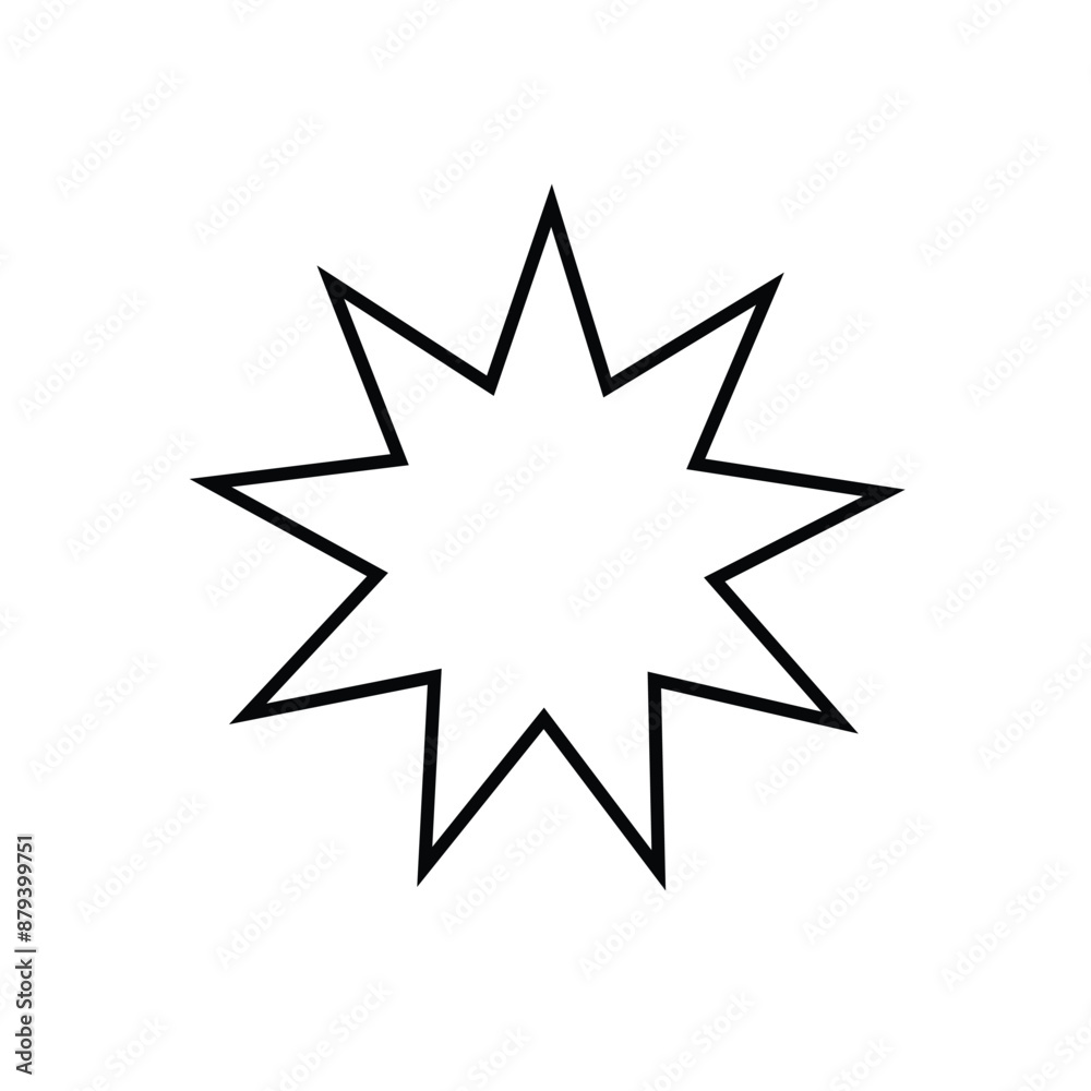 Bahai, religious icon. Vector illustration, flat design. Icon of Bahai Nine pointed star symbol. Vector illustration. Eps file 50. Bahai, religious icon. Vector illustration, flat design. Icon of Bahai Nine pointed star symbol. Vector illustration. Eps file 50.