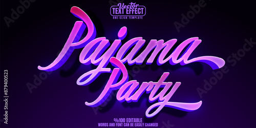 Pajama party editable text effect, customizable music and disco 3d font style
