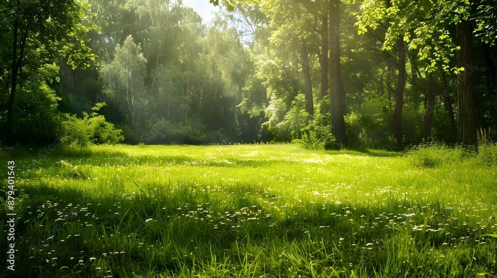 Fototapeta premium A green area with spacious meadows image