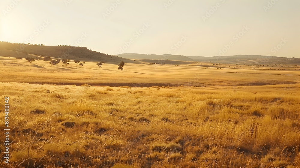 Fototapeta premium Golden fields on a plateau stretching beyond image