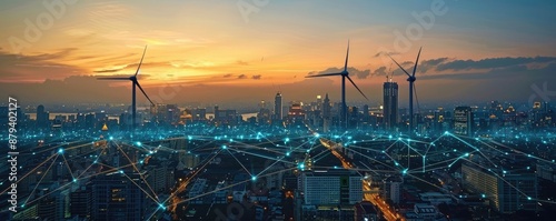 Smart grid system managing renewable energy resources, illustrating advancements in energy management
