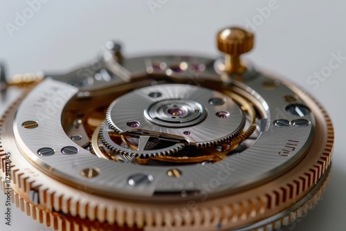 Intricate movement of gear and mainspring in watch mechanism illustrates precision craftsmanship