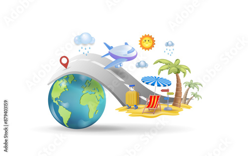An exotic island.  Summer holidays, travel, tourism, holidays in exotic countries. A vector image.