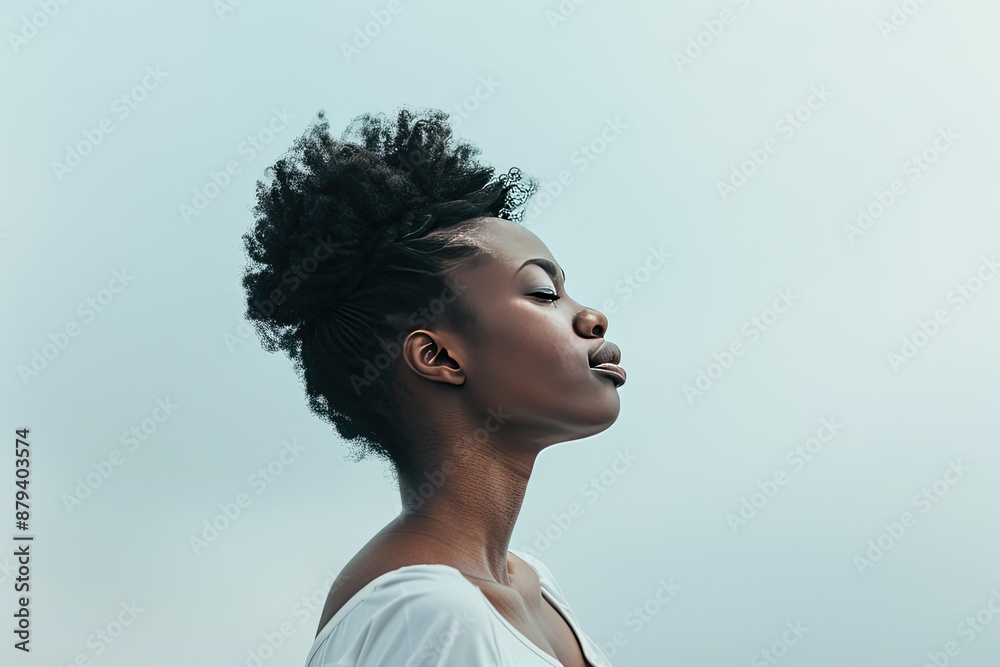 Portrait of a young woman with a natural afro hairstyle Portrait of a young woman with a natural afro hairstyle
