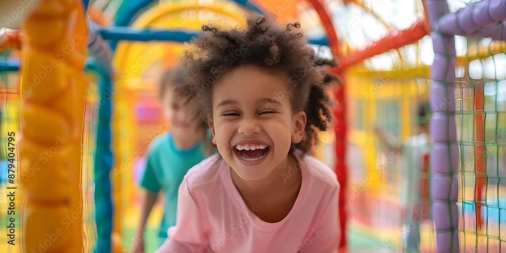 Obraz premium Creating engaging content through influencer roleplaying with kids in a vibrant play area. Concept Kids Activities, Influencer Marketing, Engaging Content, Roleplaying, Play Area