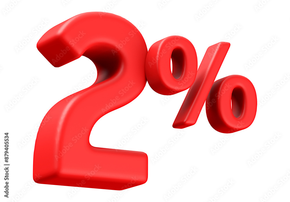 2 Percent Off Sale Red Number 3D 2 Percent Off Sale Red Number 3D