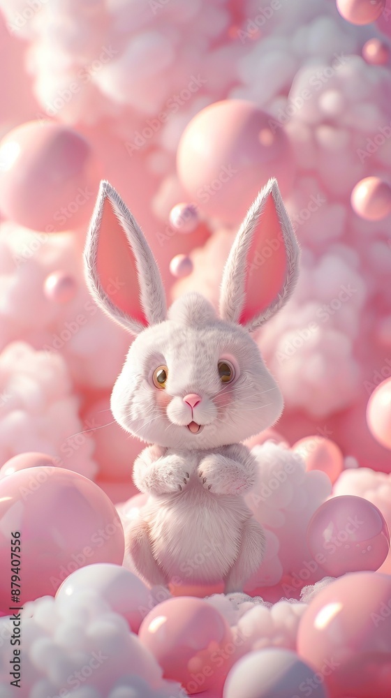 3D cartoon hare with balls. 3D cartoon hare with balls.