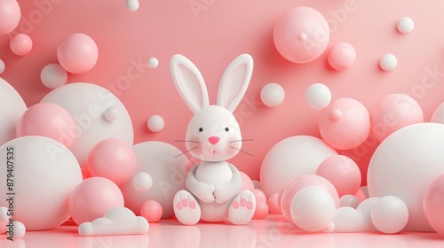 3D cartoon hare with balls. © Yahor Shylau 