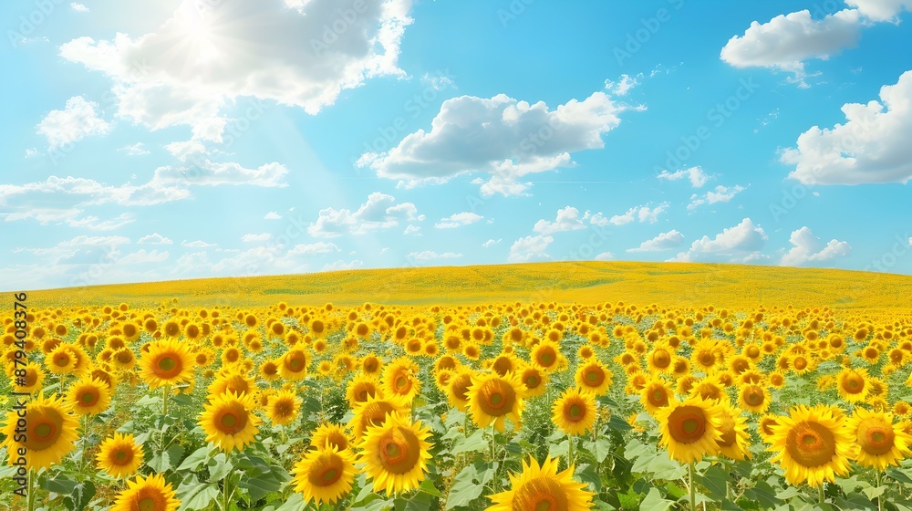 Fototapeta premium The beautiful view of a field with blooming image