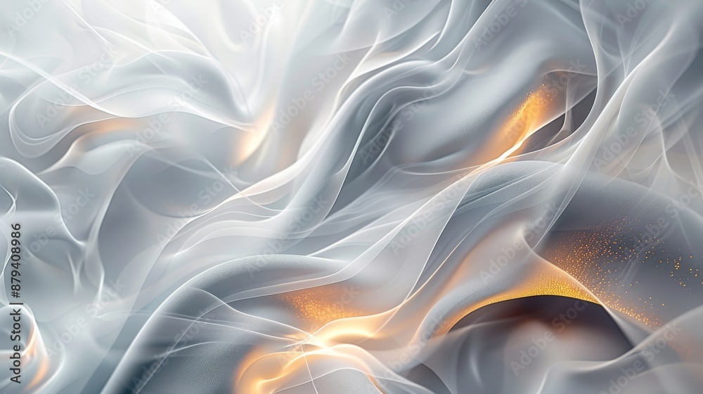 Obraz premium Abstract flowing waves with gold accents in a smooth, ethereal design. Perfect for elegant and modern concepts.