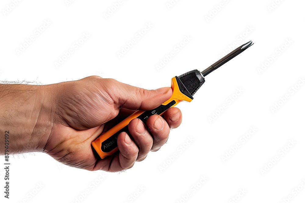 Person holding a screwdriver in their hand Person holding a screwdriver in their hand