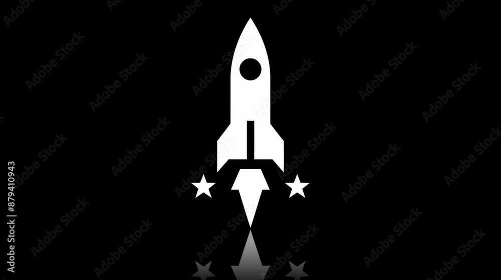 Minimalist logo featuring a rocket with a star shadow, use as space branding and marketing, clean lines, without any background elements, vector, Adobe Minimalist logo featuring a rocket with a star shadow, use as space branding and marketing, clean lines, without any background elements, vector, Adobe