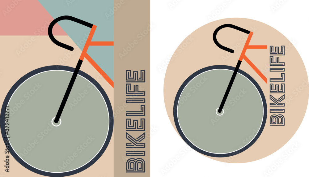 Vibrant bauhaus style image of a bicycle. Ideal for poster, stickers, t-shirts, stamps and cycling. retro vintage design. Vector vintage style t-shirt design vector about cycling.