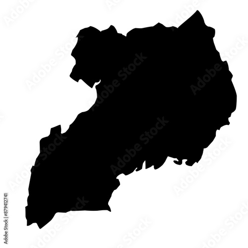 uganda map silhouette on transparent background