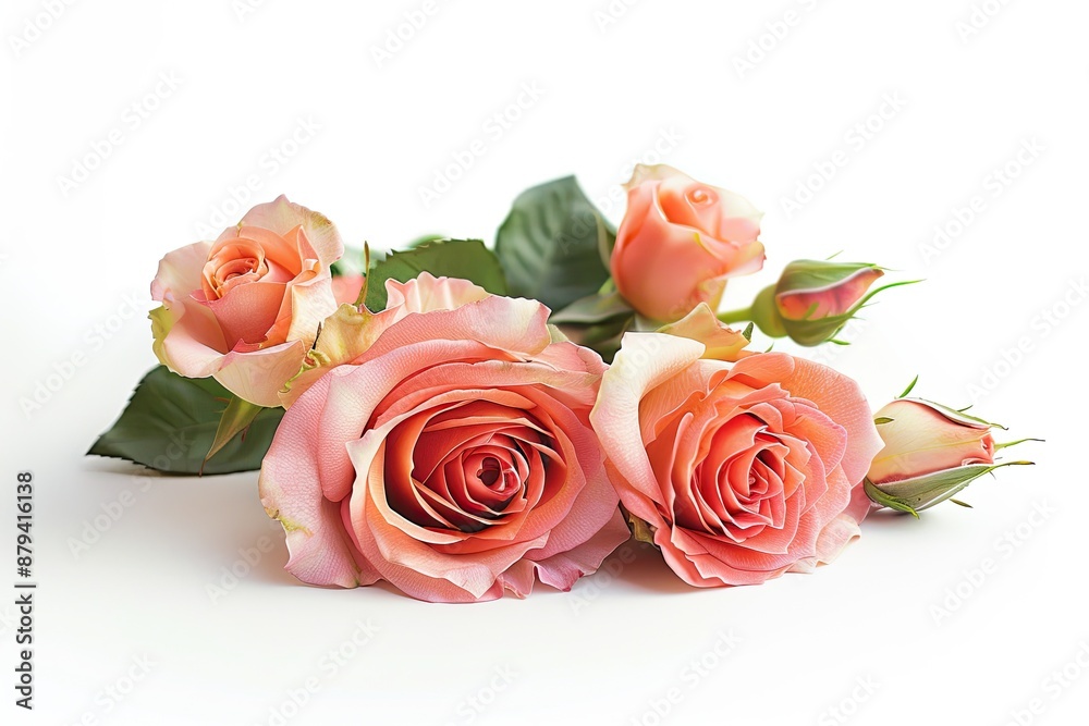 Naklejka premium Pink roses bouquet isolated on white background